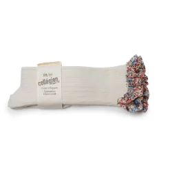 Elizabeth Liberty Ruffle Ribbed Knee High Socks in Doux Agneaux by Collegien