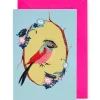Embroidered Bird Iron On Patch Greetings Card in Mint by Petra Boase