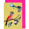 Embroidered Bird Iron On Patch Greetings Card in Yellow by Petra Boase