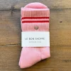 Embroidered Boyfriend Adult Socks in Amour Pink + Heart by Le Bon Shoppe