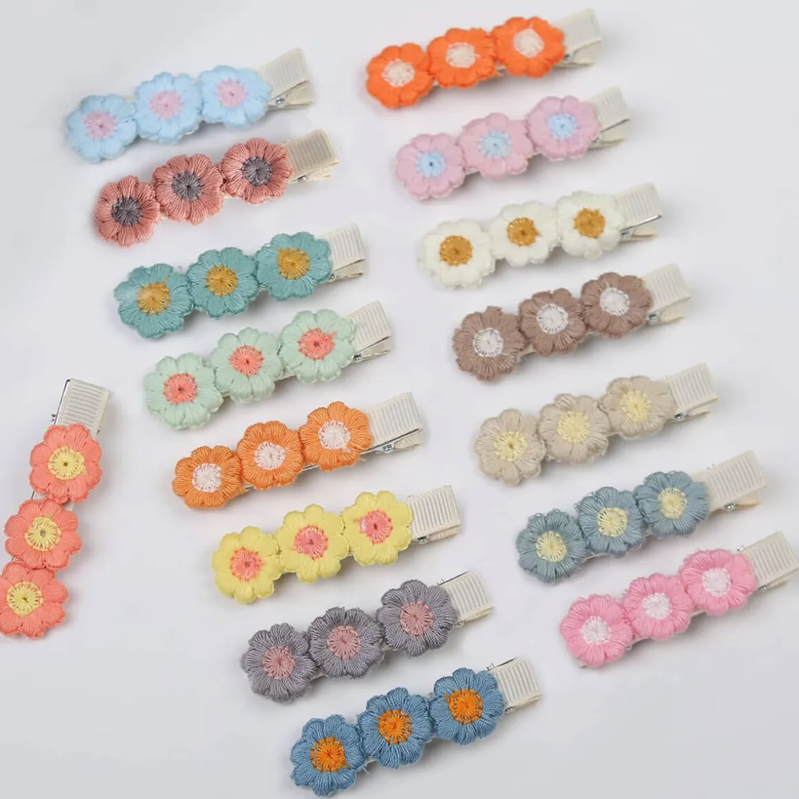 Embroidered Flower Hair Clip in Various Colours by Hello Sakura