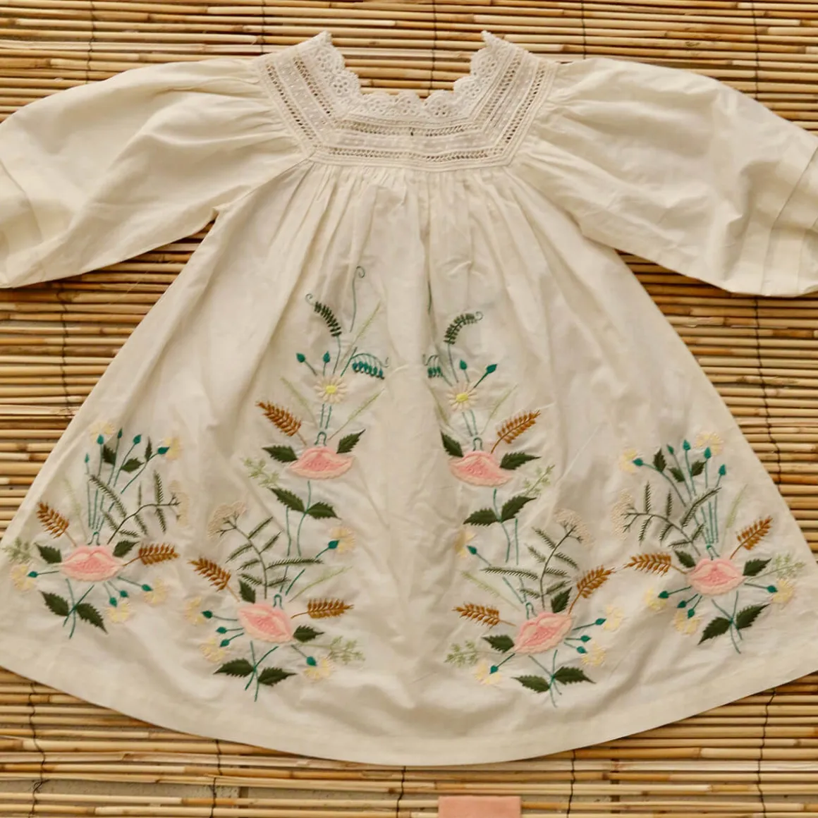 Embroidered Garden Dress in Ivory by Bonjour