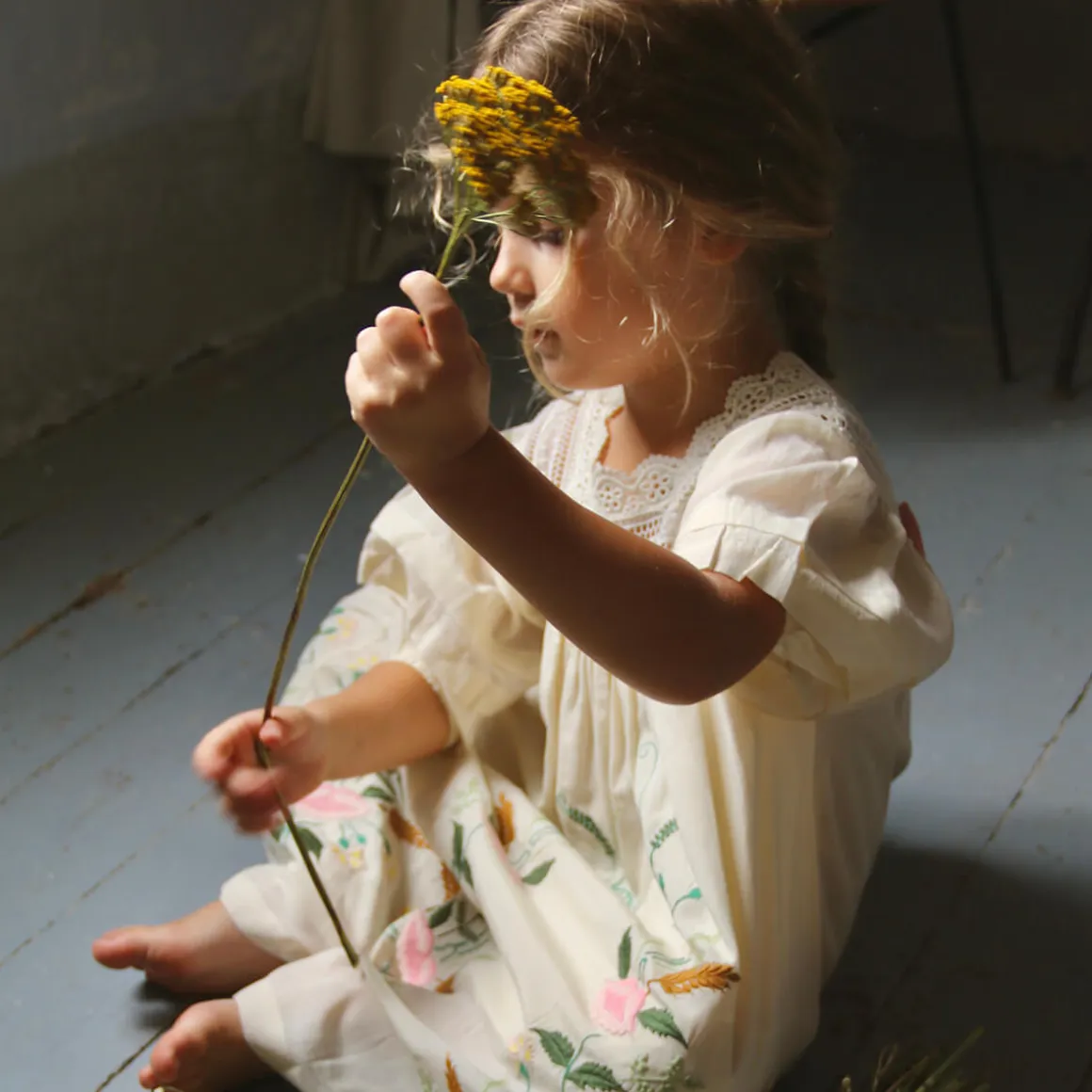 Embroidered Garden Dress in Ivory by Bonjour