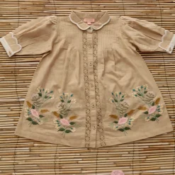 Embroidered Madeleine Tunic in Sand by Bonjour