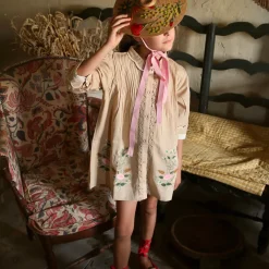 Embroidered Madeleine Tunic in Sand by Bonjour