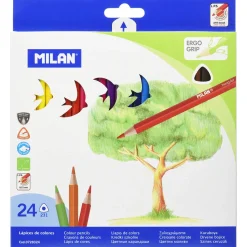 Ergonomic Triangular Coloured Pencils (Box of 24) by Milan