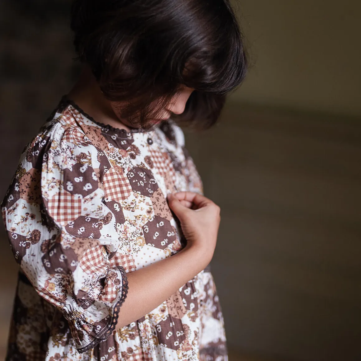 Esme Dress in Patchwork Print by Little Cotton Clothes