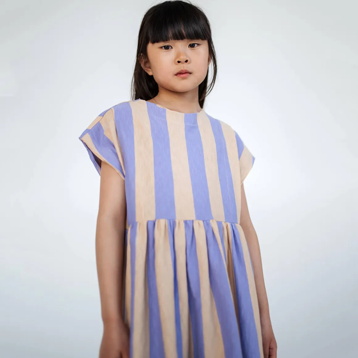 Every Day Dress in Lilac Nude Block Stripe by Repose AMS