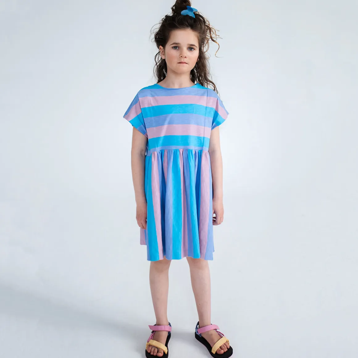 Every Day Dress in Tricolour Block Stripe by Repose AMS