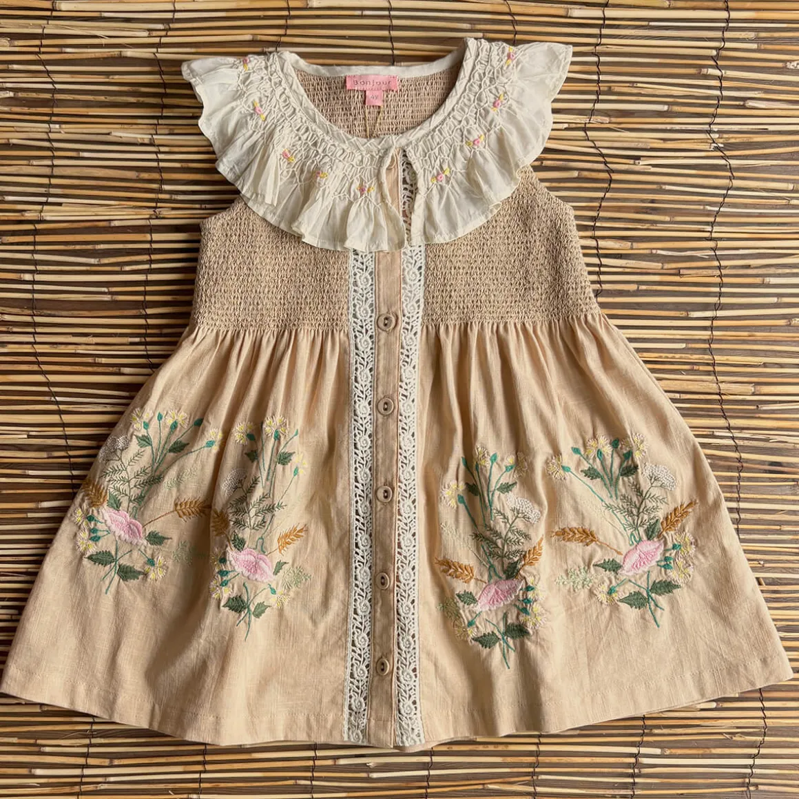 EXCLUSIVE Embroidered Ibiza Top in Sand by Bonjour