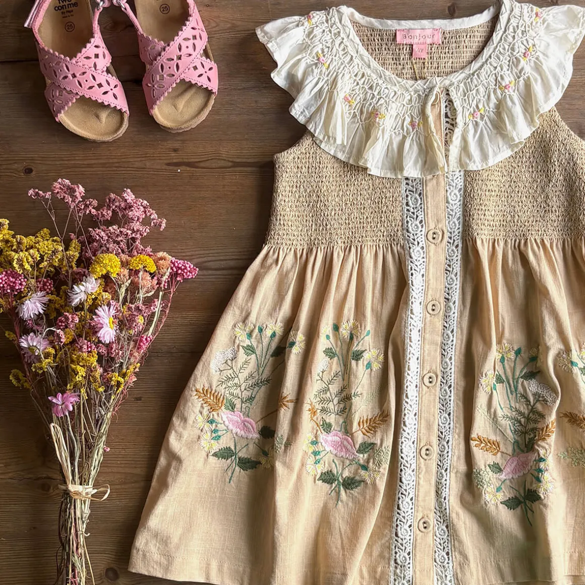 EXCLUSIVE Embroidered Ibiza Top in Sand by Bonjour