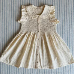 EXCLUSIVE Ibiza Ruffle Top in Natural Check by Bonjour - Last Ones In Stock - 4-6 Years