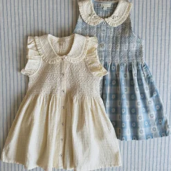 EXCLUSIVE Ibiza Ruffle Top in Natural Check by Bonjour - Last Ones In Stock - 4-6 Years