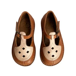 Ezra Two Tone Cut Out Sandals in Cuoio Brown / Soft Pink by PèPè