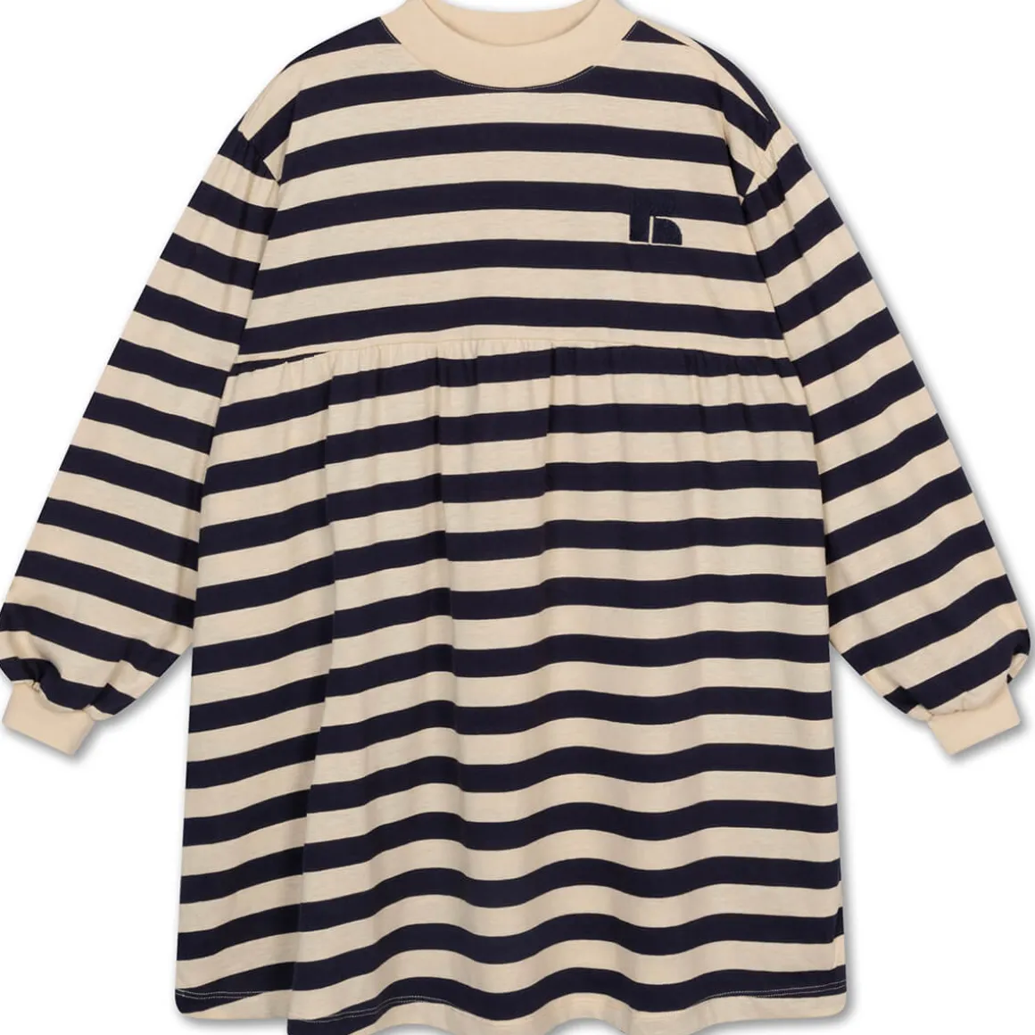 Fanned Out Dress in Dark Blue Fine Stripe by Repose AMS