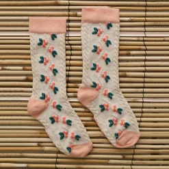 Farandole Flowers Socks in Nude Pink by Bonjour