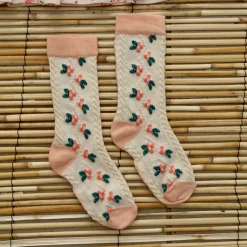 Farandole Flowers Socks in Nude Pink by Bonjour