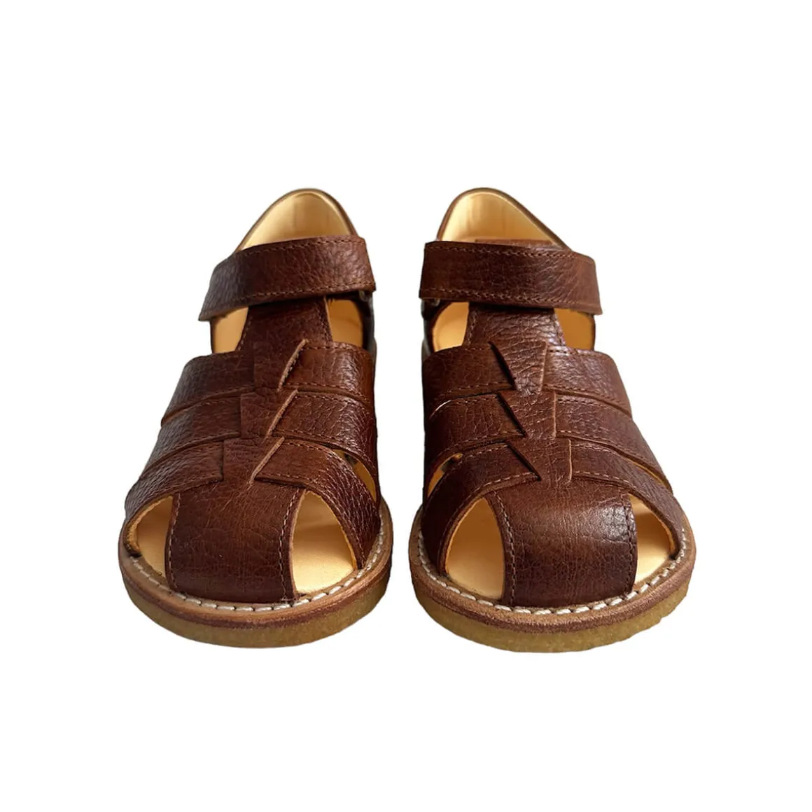 Fisherman Sandals in Textured Cognac by Angulus