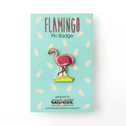 Flamingo Enamel Pin Badge by The Pop Out Card Company