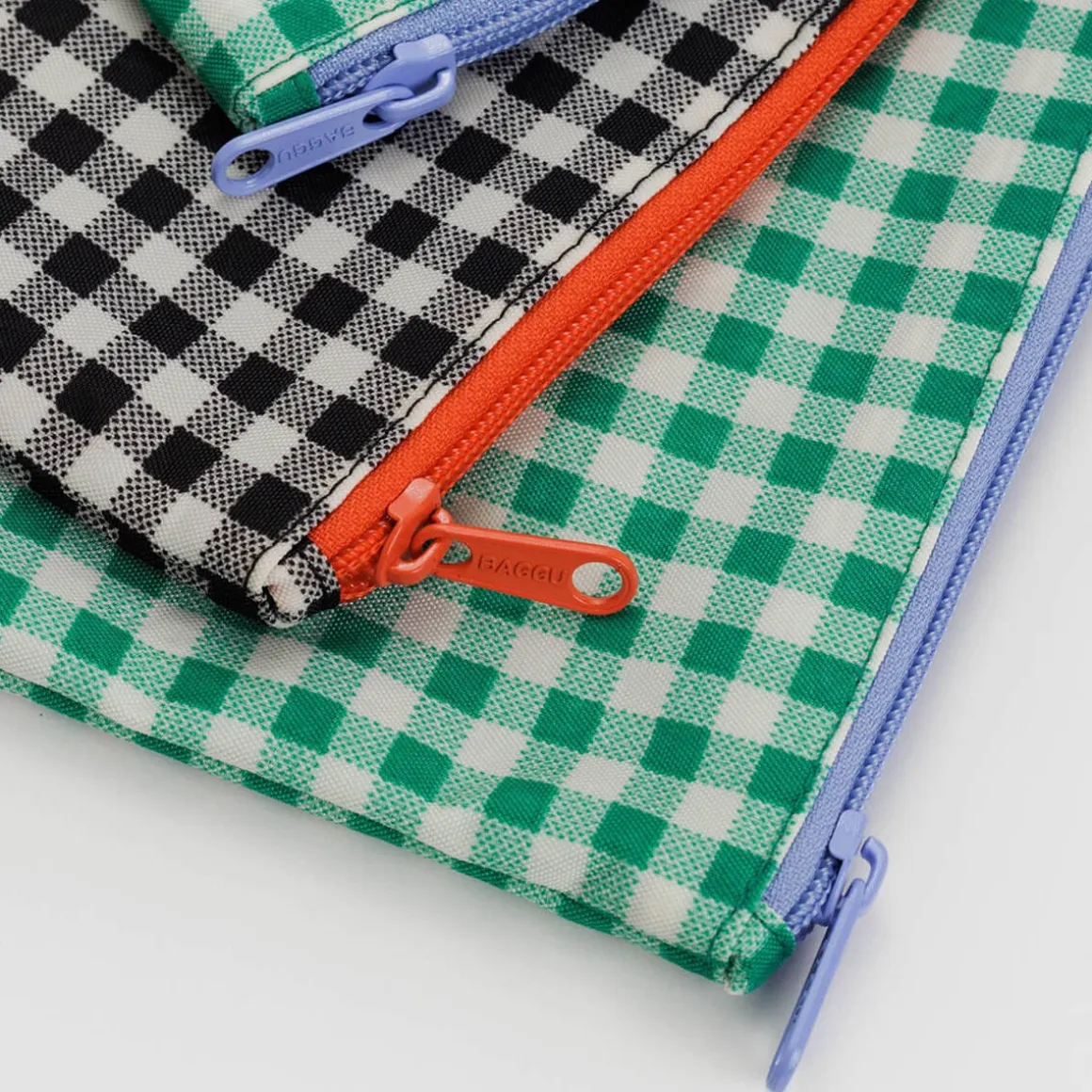Flat Pouch Set in Gingham by Baggu