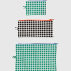 Flat Pouch Set in Gingham by Baggu