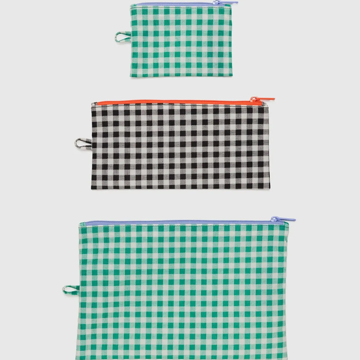 Flat Pouch Set in Gingham by Baggu