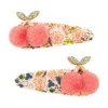 Floral Pom Pom Cherries Clic Clac Hair Clips by Mimi & Lula