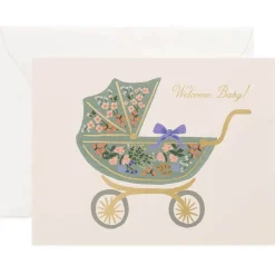 Floral Pram New Baby Greetings Card By Rifle Paper Co.