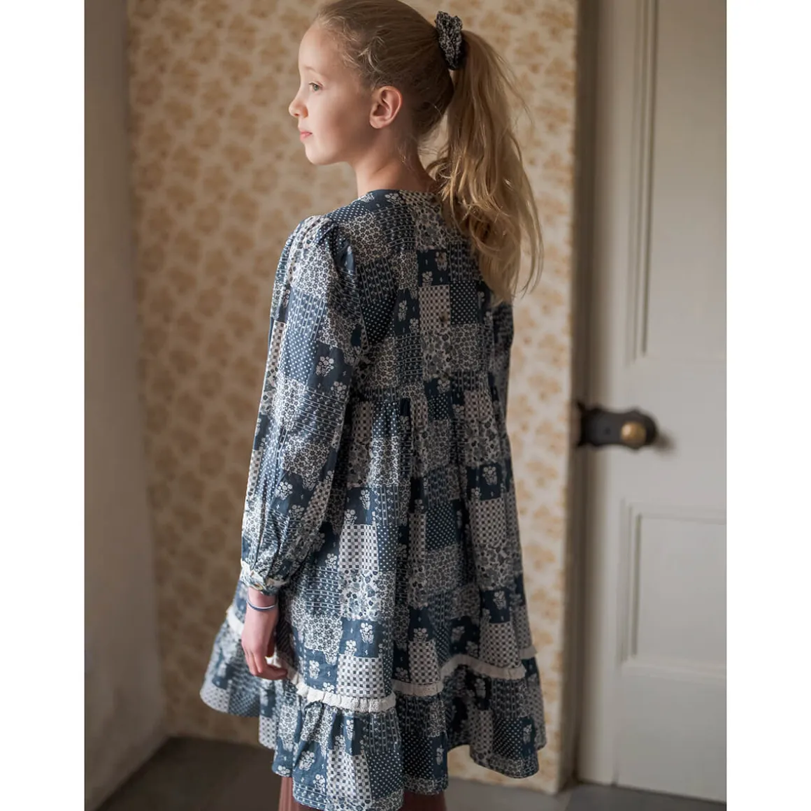 Florrie Dress in Patchwork Print Floral by Little Cotton Clothes