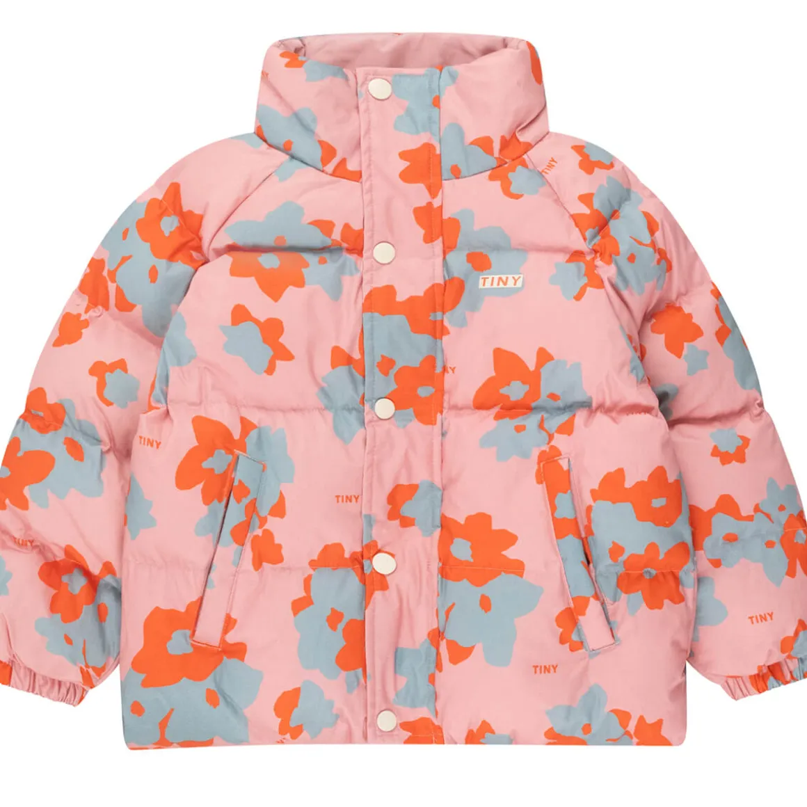 Flowers Short Padded Jacket in Peach by Tinycottons