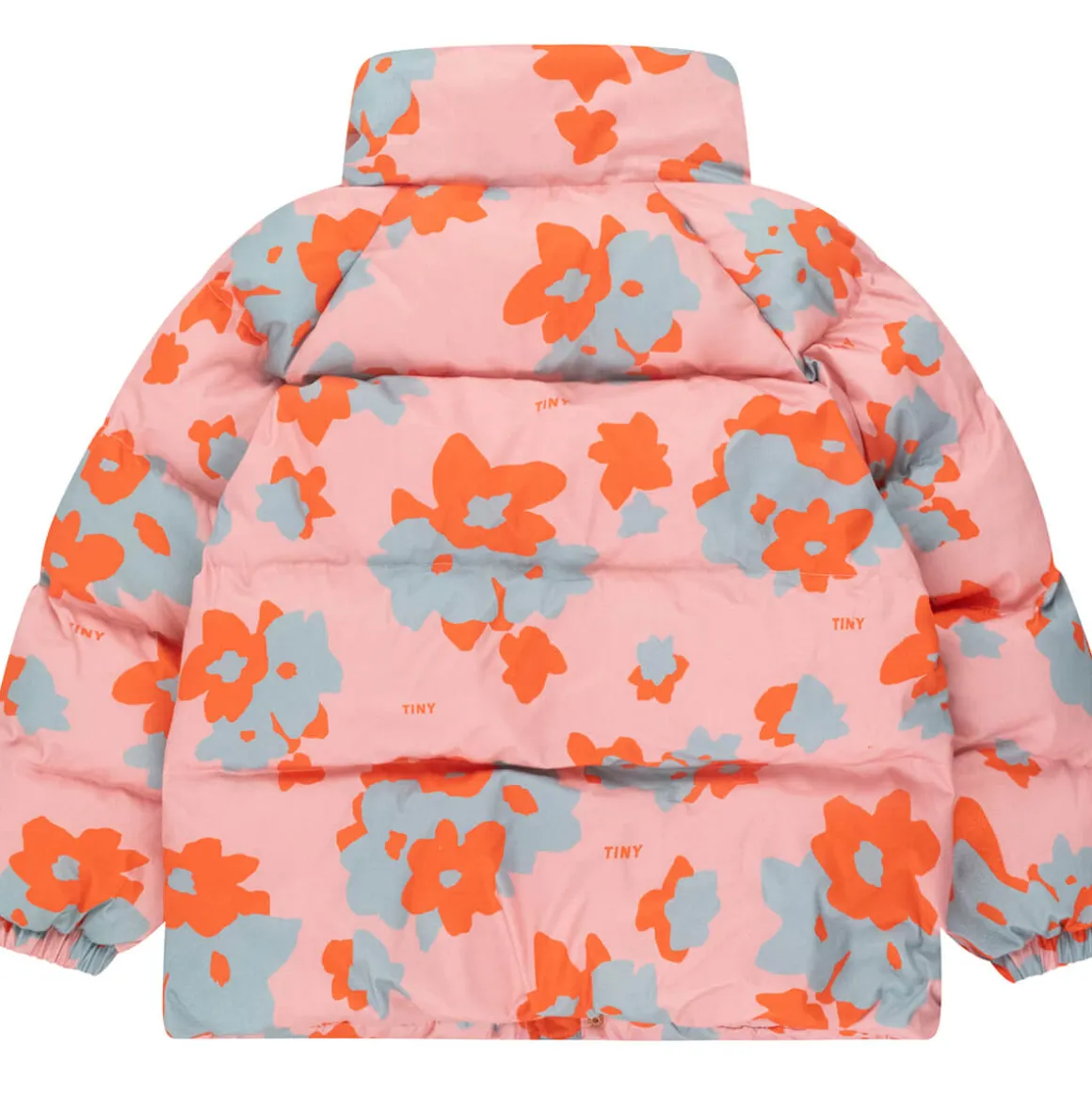 Flowers Short Padded Jacket in Peach by Tinycottons