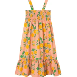 Flowers Woven Dress in Papaya by Tinycottons