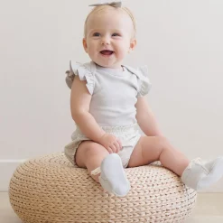 Flutter Sleeve Bodysuit in Sky by Quincy Mae