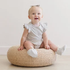 Flutter Sleeve Bodysuit in Sky by Quincy Mae