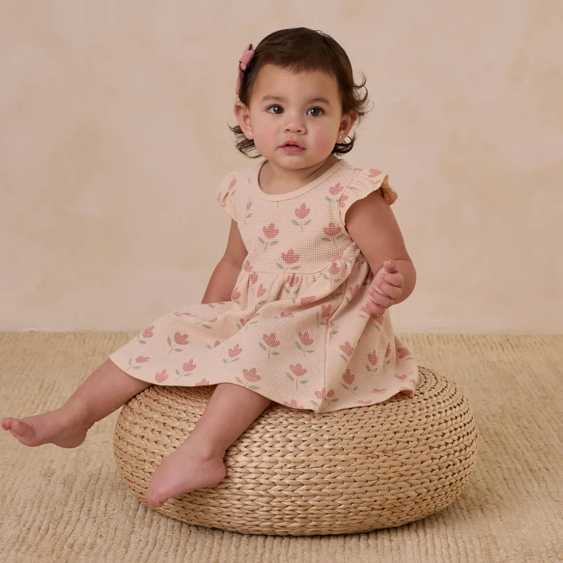 Flutter Sleeve Dress in Tulips by Quincy Mae