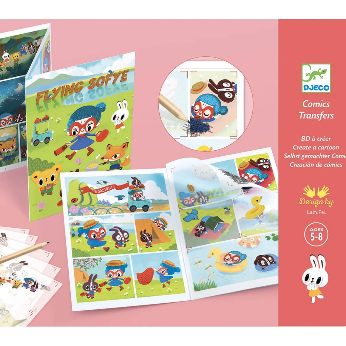 Flying Sofye Comic Strip Rub-On Transfers Set by Djeco