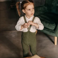 Footed Granny Teddy Tights With Braces in Olive by Silly Silas