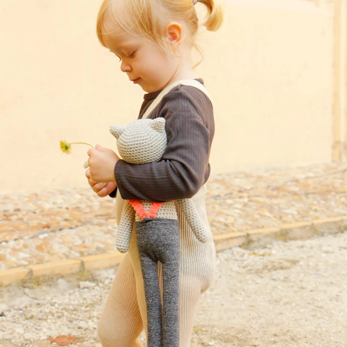 Footed Tights With Braces in Cream Blend by Silly Silas