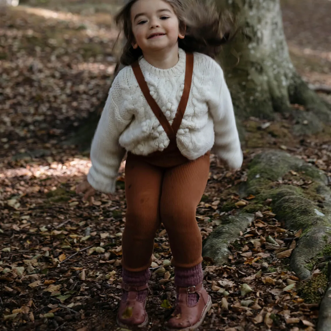 Footed Tights With Braces in Cinnamon by Silly Silas