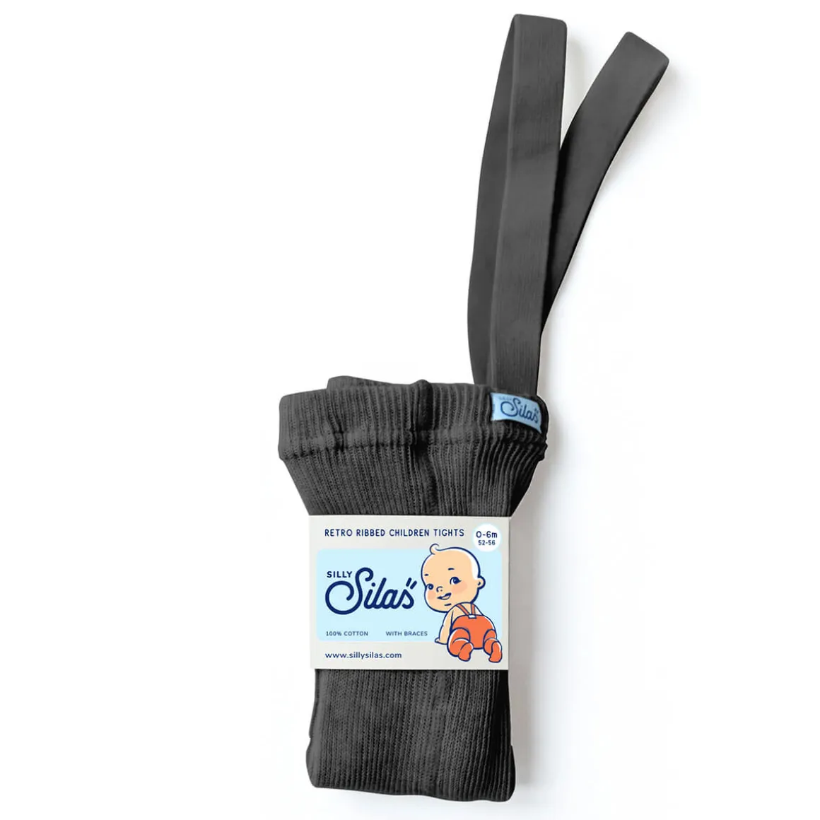 Footed Tights With Braces in Dark Grey Blend by Silly Silas