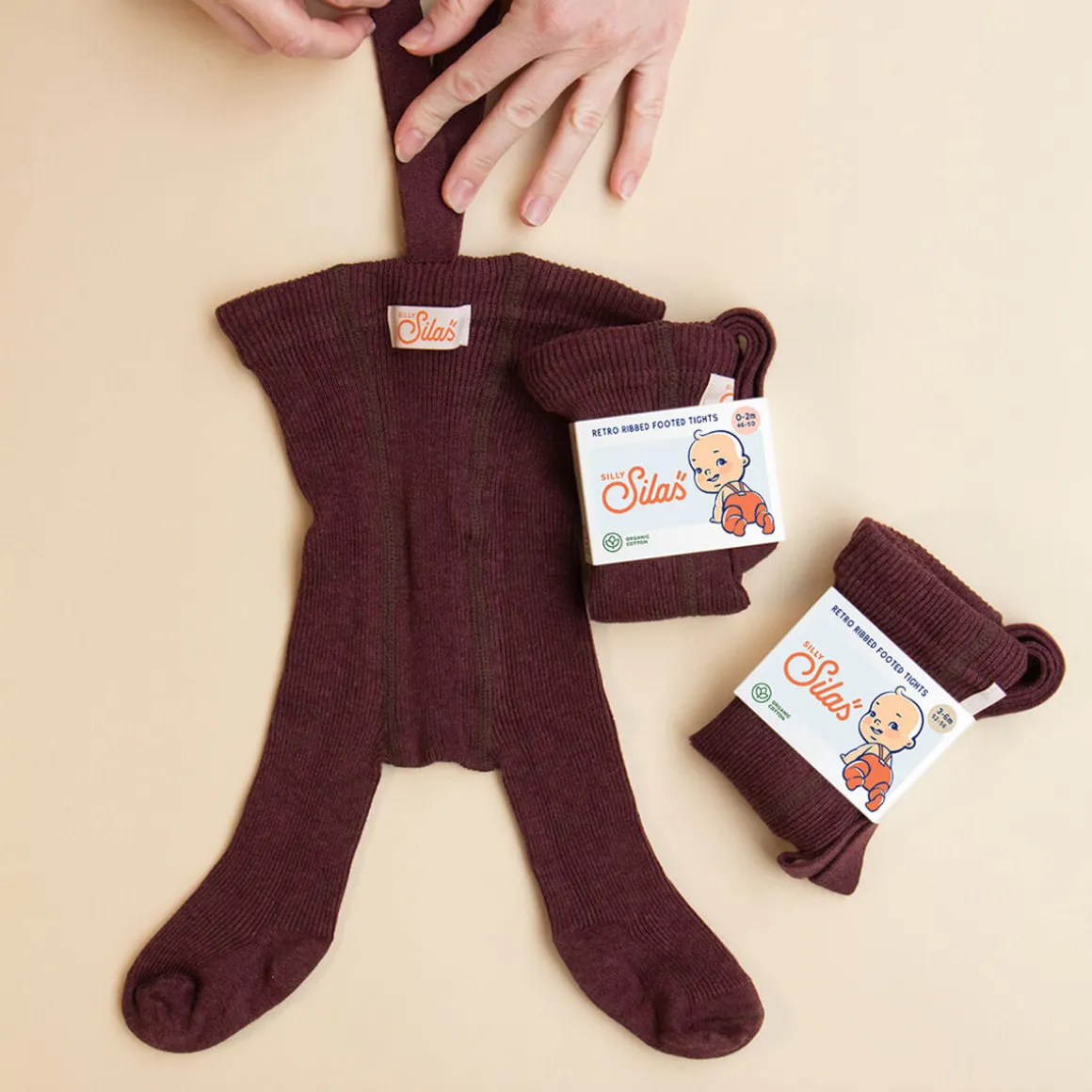 Footed Tights With Braces in Fig Blend by Silly Silas