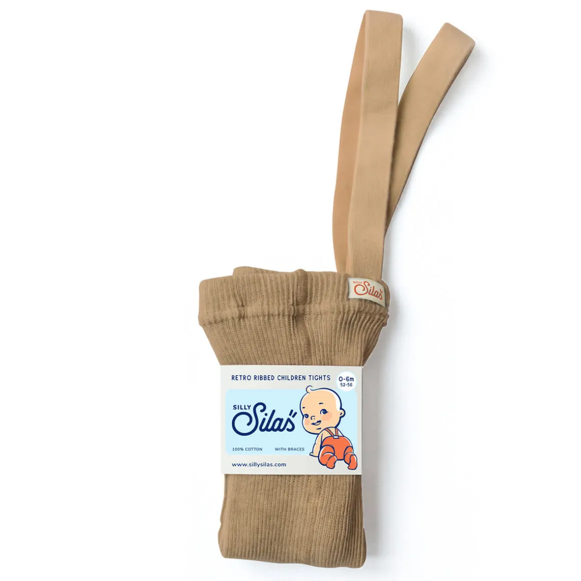 Footed Tights With Braces in Light Brown by Silly Silas