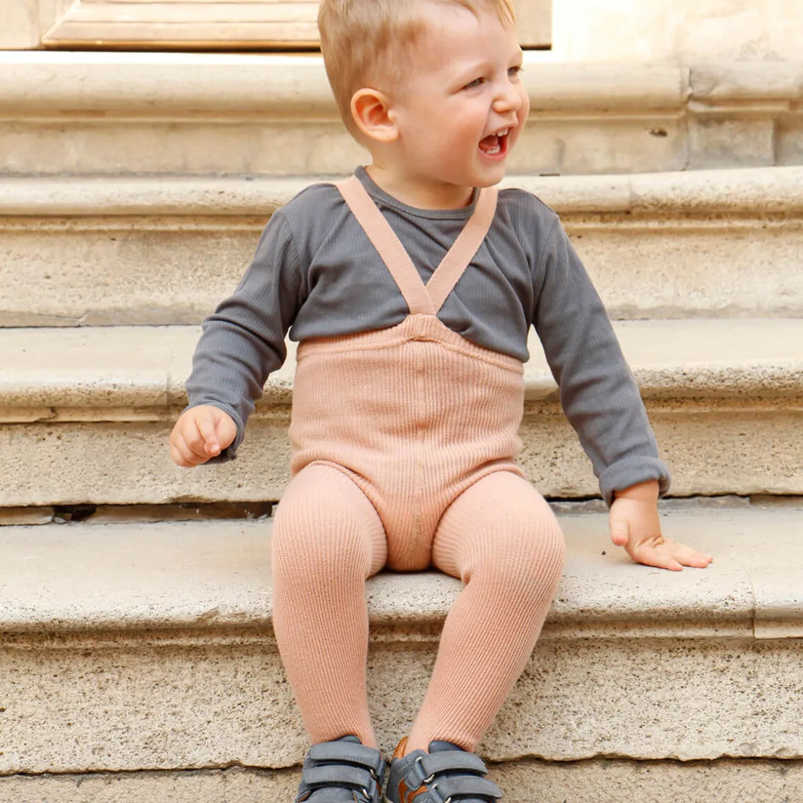 Footed Tights With Braces in Light Brown by Silly Silas