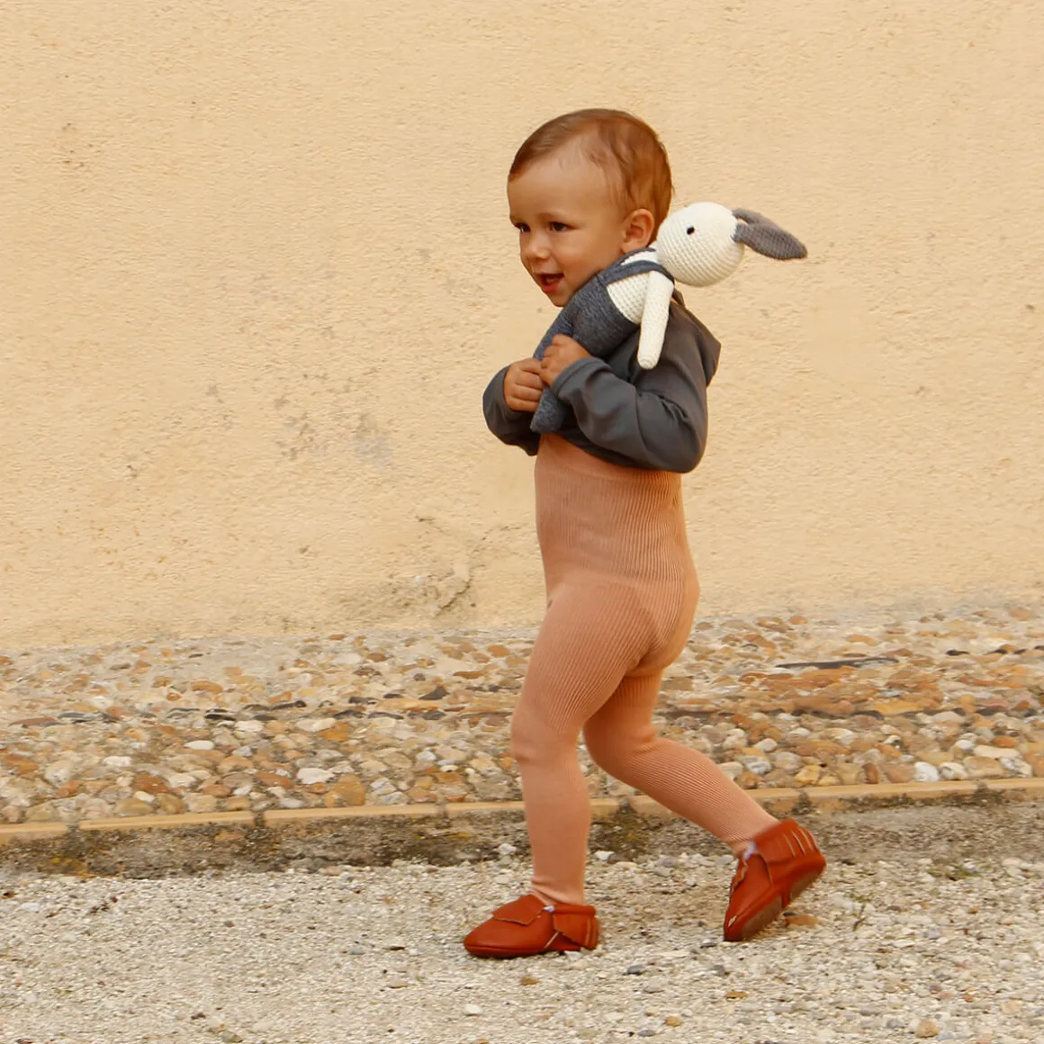 Footed Tights With Braces in Light Brown by Silly Silas