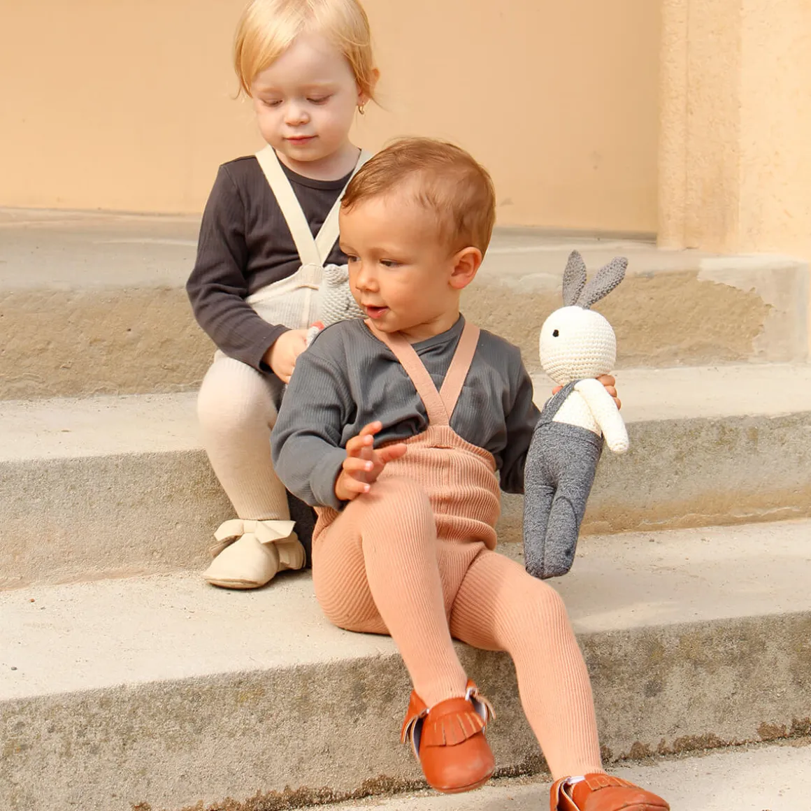 Footed Tights With Braces in Light Brown by Silly Silas