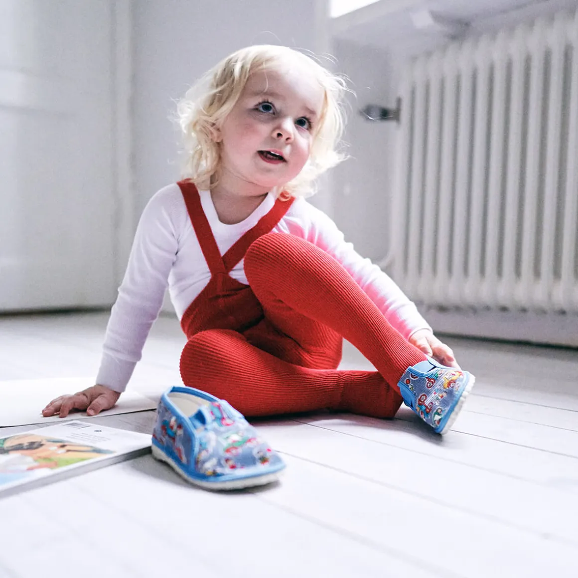 Footed Tights With Braces in Love Red by Silly Silas
