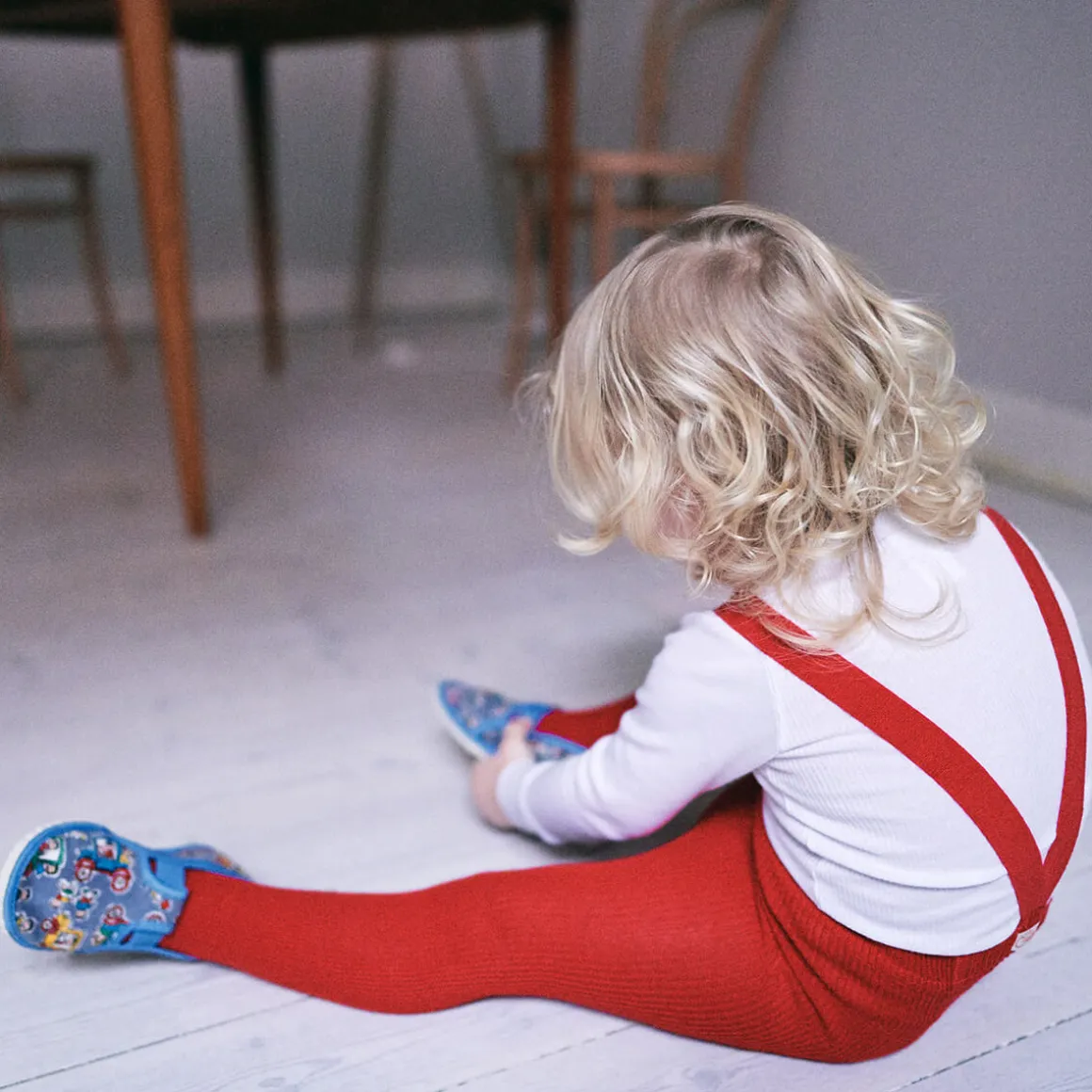 Footed Tights With Braces in Love Red by Silly Silas