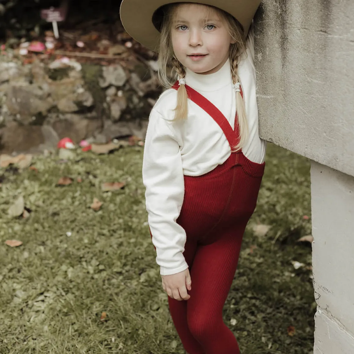 Footed Tights With Braces in Maple Leaf by Silly Silas