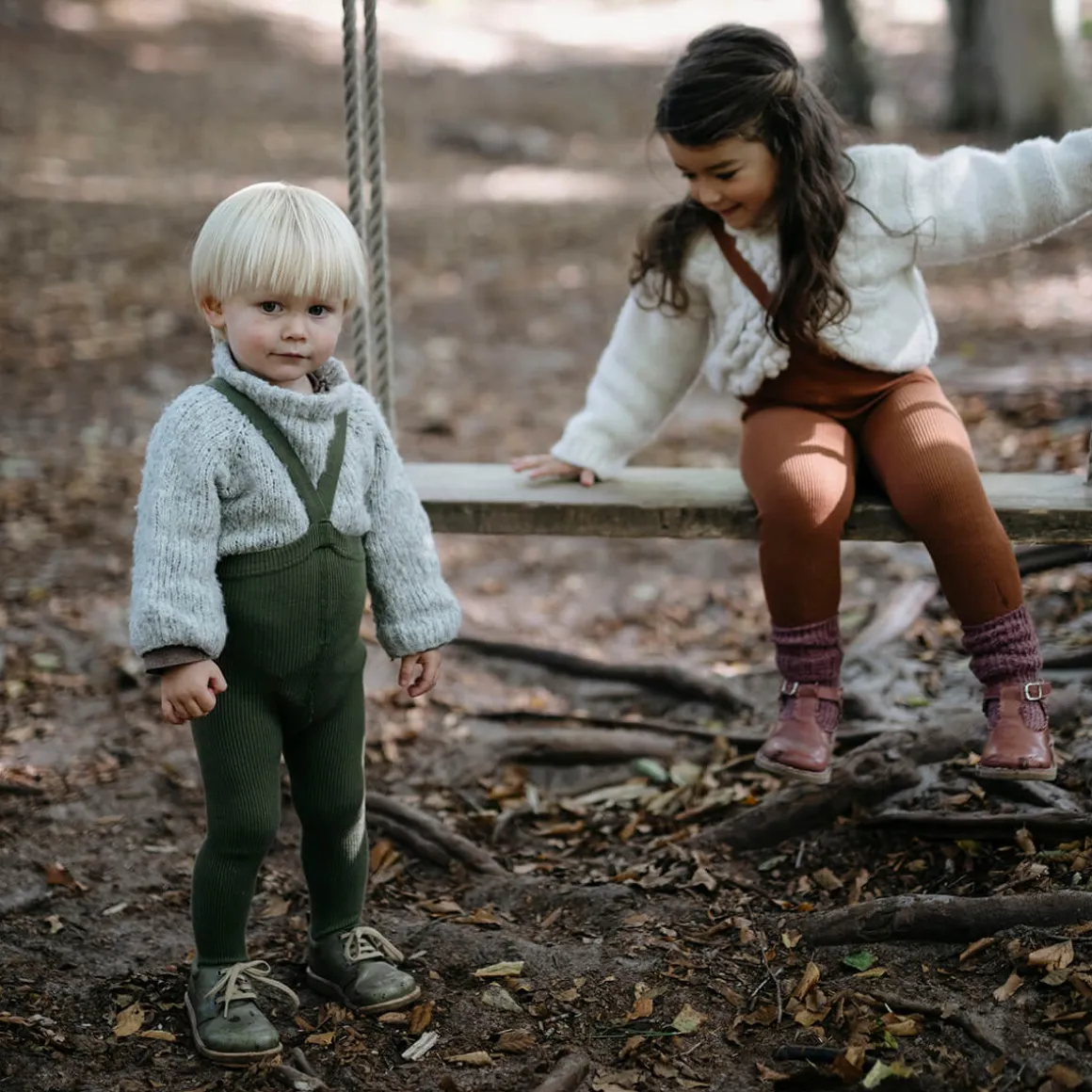 Footed Tights With Braces in Olive by Silly Silas