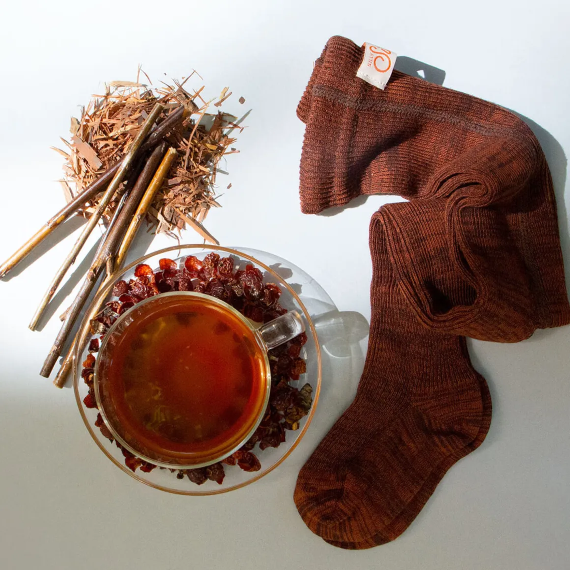 Footed Tights With Braces in Spicy Chai by Silly Silas